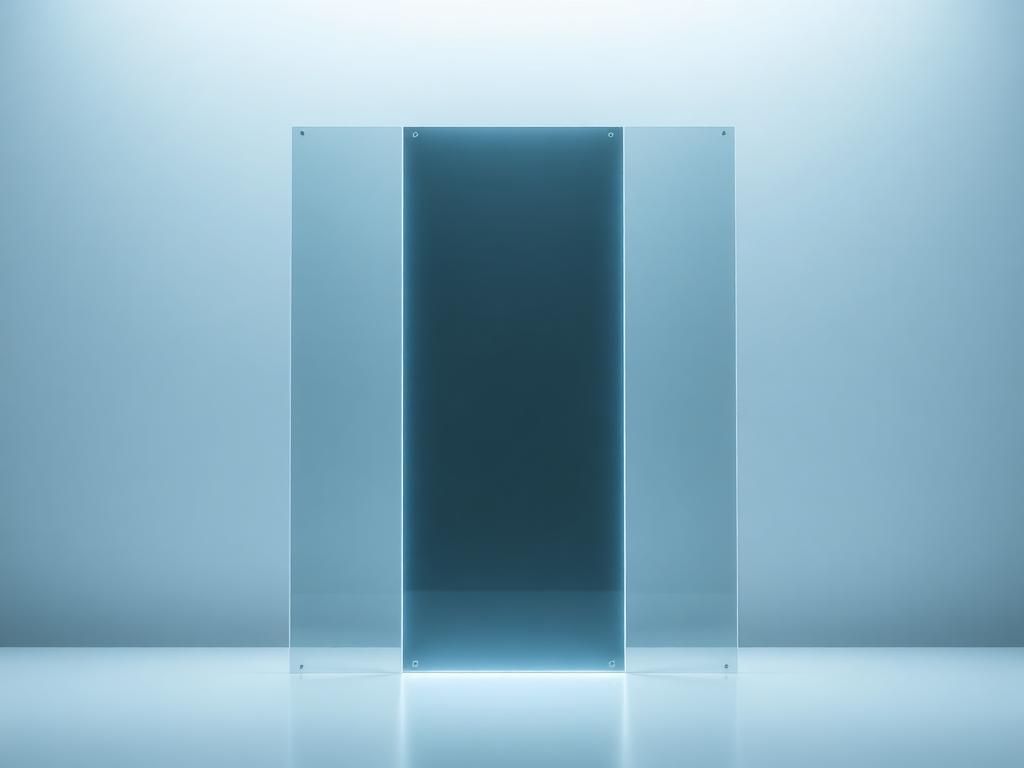Painéis de vidro translúcido iluminados em estúdio